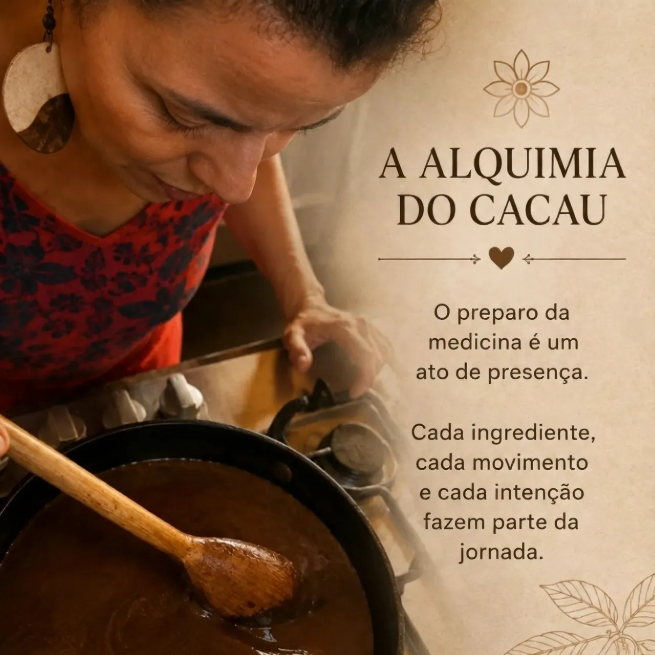 Cerimônia de cacau com música e tigelas